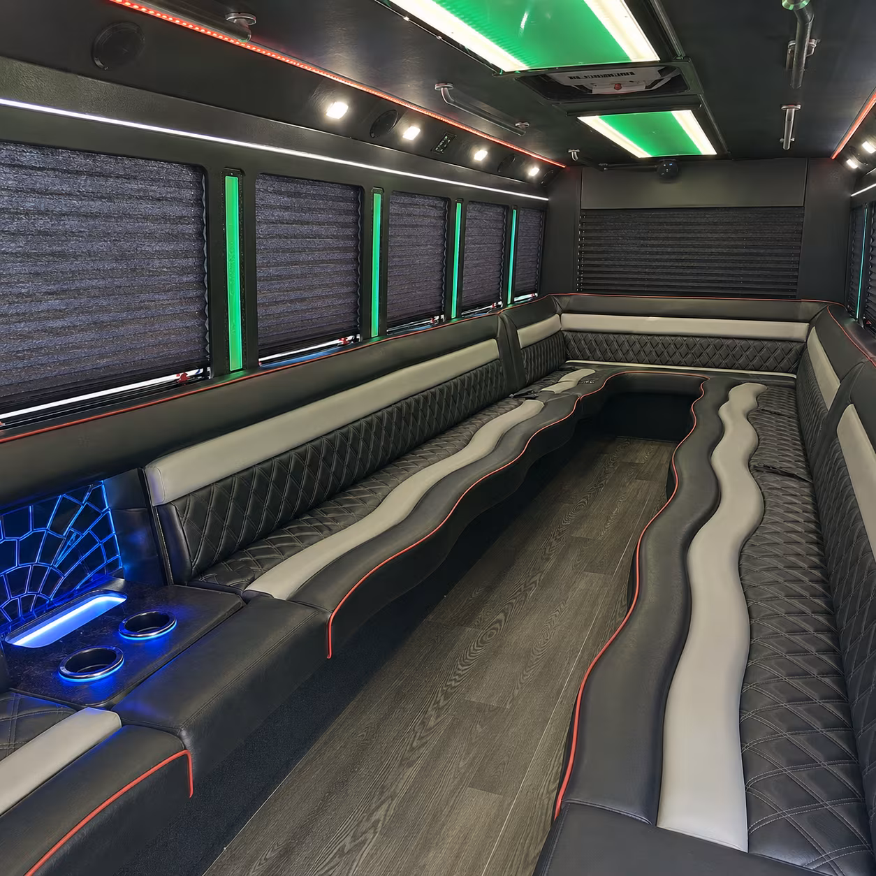Group beside a Mercedes Sprinter limo in Overland Park