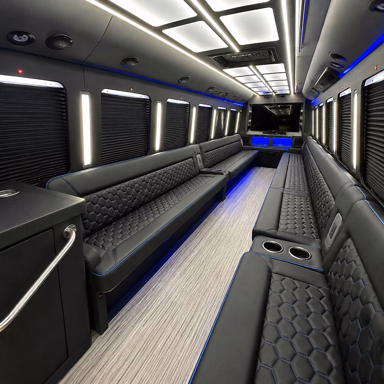 Overland Park Birthday, Sweet 16, & Quinceañera Transportation party bus interior