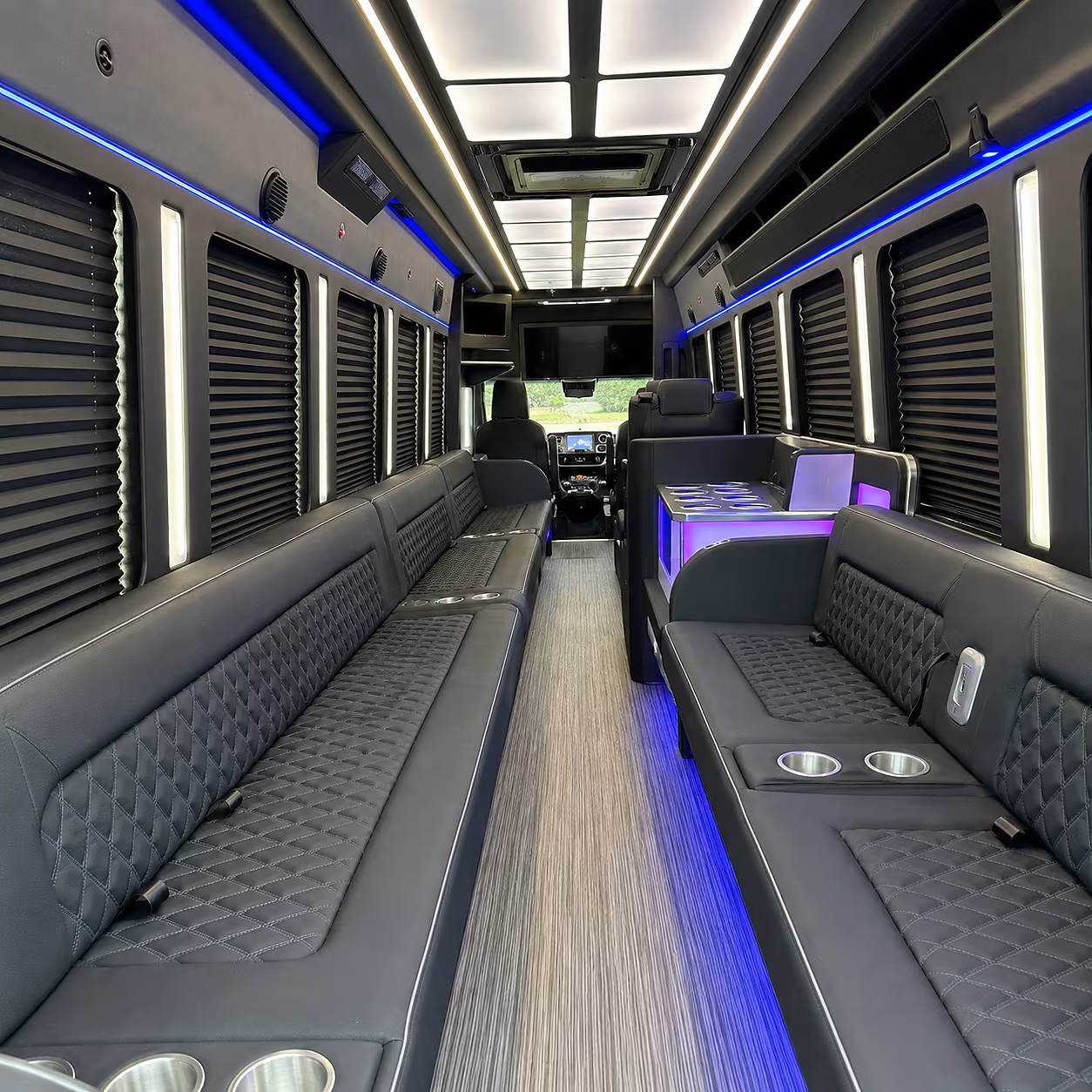Overland Park Birthday, Sweet 16, & Quinceañera Transportation party bus interior