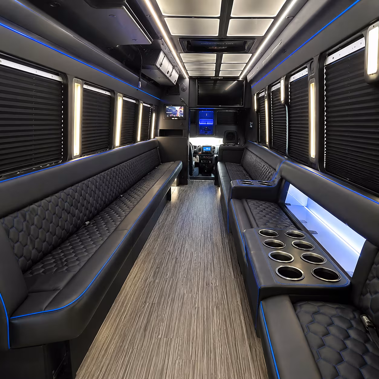 Overland Park Sporting Event Transportation party bus interior