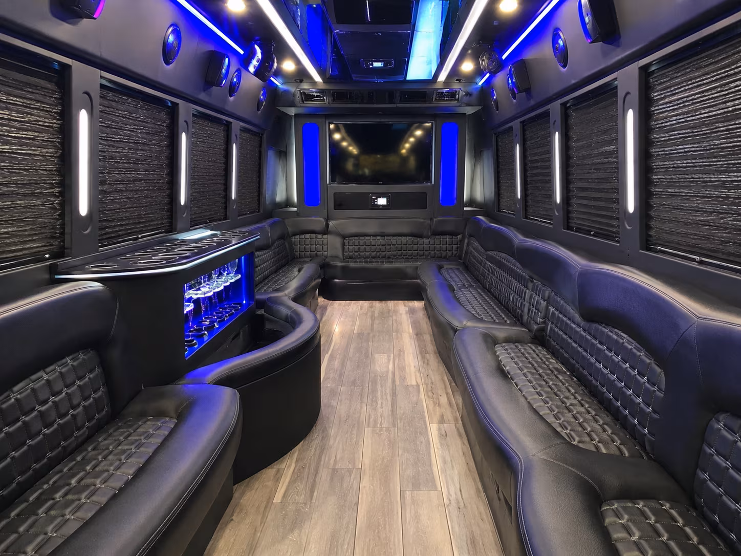 Overland Park Wedding Transportation party bus interior
