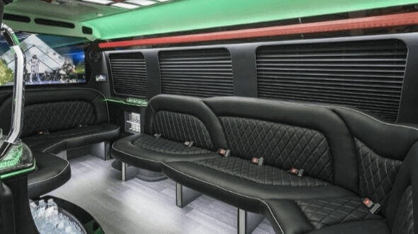 Interior of Charter Bus Company Independence's 15 Passenger Party Bus in Independence