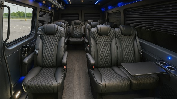 Interior of Charter Bus Company Overland Park's 18 Passenger Minibus in Overland Park
