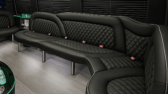 Interior of Charter Bus Company Shawnee's 18 Passenger Party Bus in Shawnee