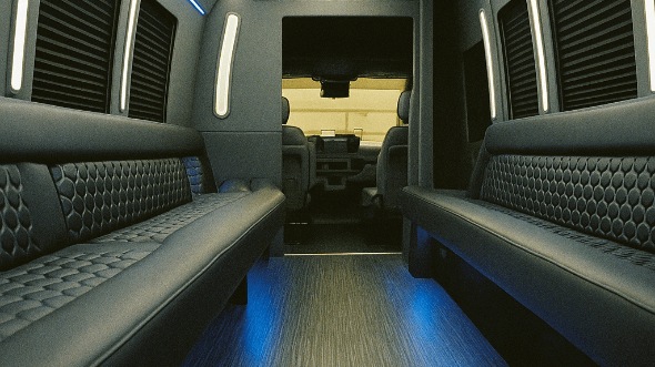 Interior of Charter Bus Company Blue Springs's 20 Passenger Party Bus in Blue Springs