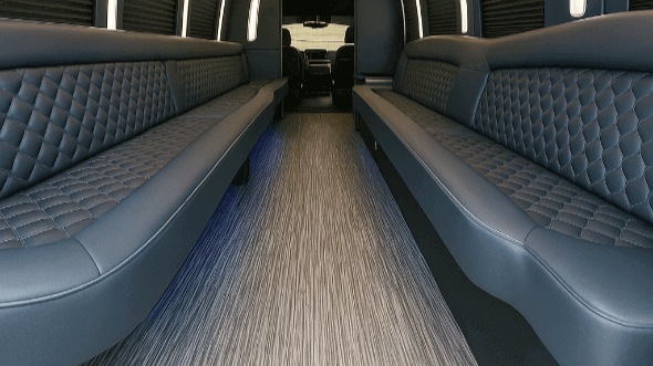 Interior of Charter Bus Company Independence's 20 Passenger Party Bus in Independence