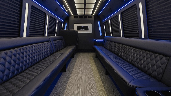 Interior of Charter Bus Company Lenexa's 20 Passenger Party Bus in Lenexa
