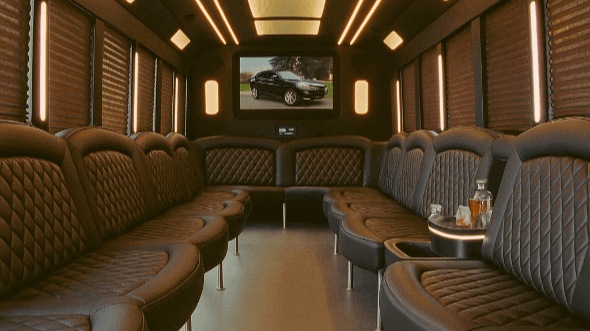 Interior of Overland Park Party Bus Company's 25 Passenger Party Bus in Overland Park
