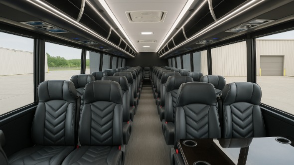 Interior of Charter Bus Company Overland Park's 28 Passenger Minibus in Overland Park