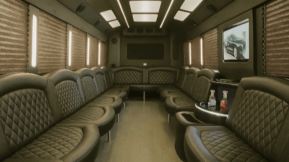 Interior of Charter Bus Company Blue Springs's 28 Passenger Party Bus in Blue Springs