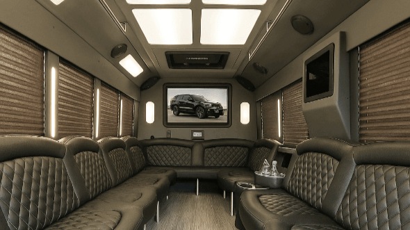 Interior of Charter Bus Company Shawnee's 28 Passenger Party Bus in Shawnee