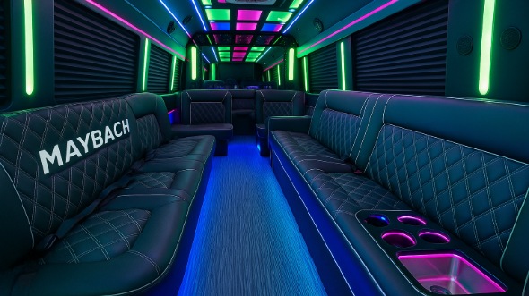 Interior of Charter Bus Company Shawnee's 30 Passenger Party Bus in Shawnee