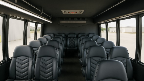Interior of Charter Bus Company Overland Park's 35 Passenger Mini Bus in Overland Park