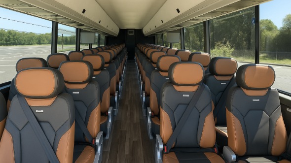 Interior of Charter Bus Company Overland Park's 40 Passenger Charter Bus in Overland Park