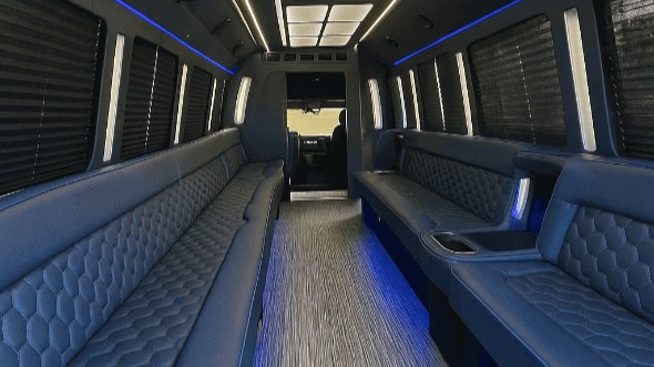 Interior of Charter Bus Company Independence's 40 Passenger Party Bus in Independence