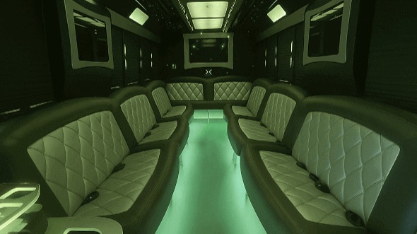 Interior of Charter Bus Company Shawnee's 40 Passenger Party Bus in Shawnee