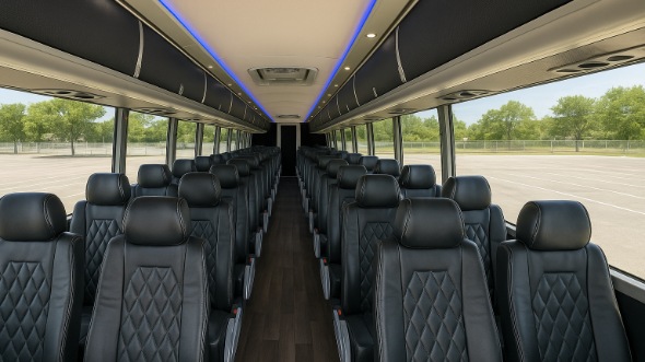 Interior of Charter Bus Company Overland Park's 45 Passenger Charter Bus in Overland Park