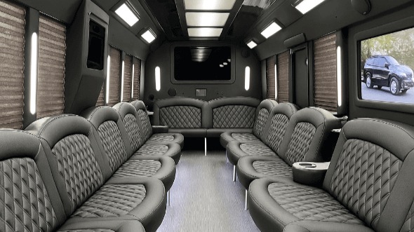 Interior of Charter Bus Company Blue Springs's 50 Passenger Party Bus in Blue Springs