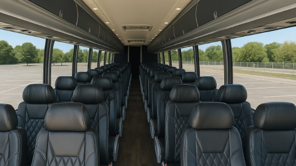 Interior of Charter Bus Company Overland Park's 54 Passenger Charter Bus in Overland Park