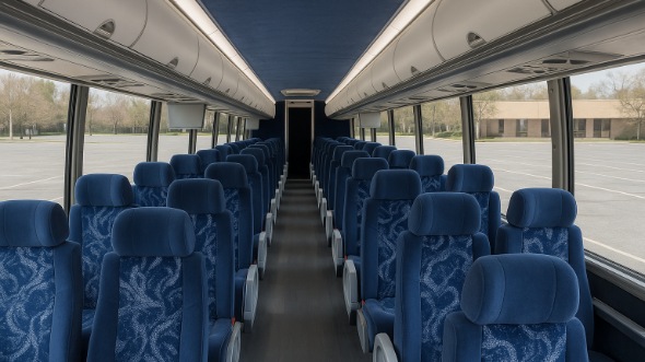 Interior of Charter Bus Company Overland Park's 55 Passenger Charter Bus in Overland Park