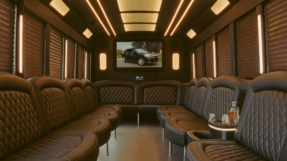 overland park 20 passenger party bus interior