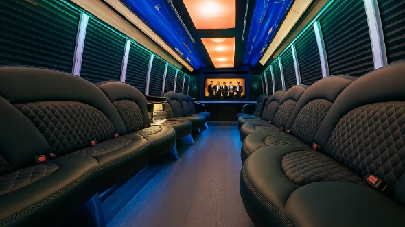 overland park 40 passenger party bus inside